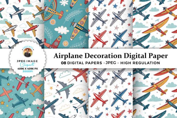 Download Airplane Decoration Digital Paper - Paper Collection