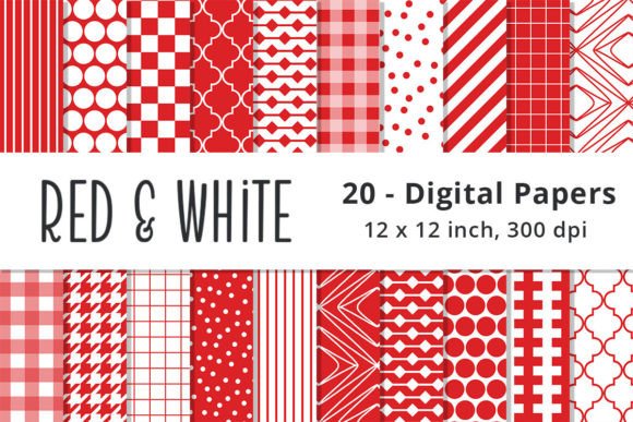 Download Red and White Digital Scrapbook Papers - Paper Collection